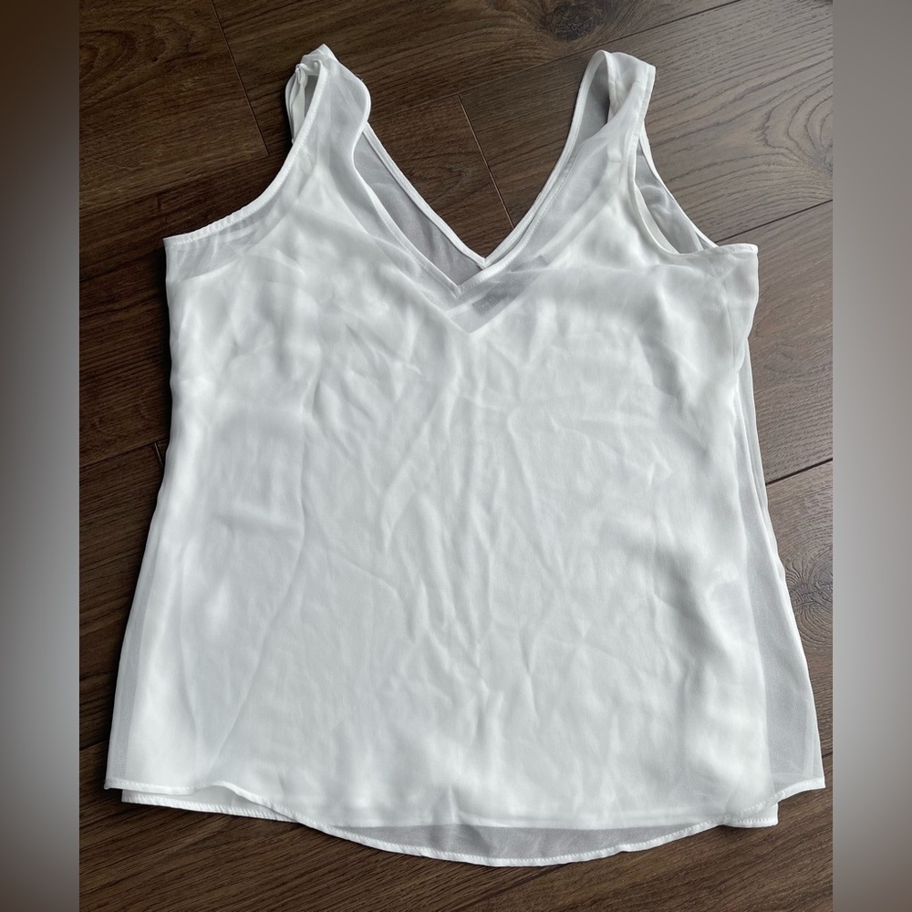 White House Black Market White Flowy Tank Top